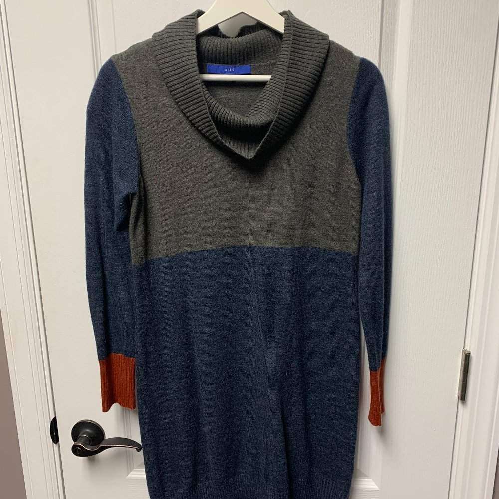 Cowl neck sweater dress